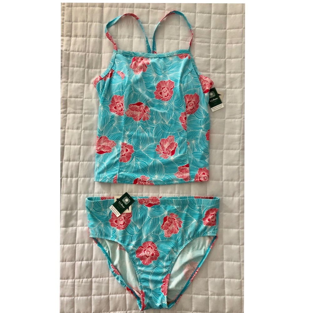 NEW L.L. Bean Tankini NWT Size 14 with UPF 50+